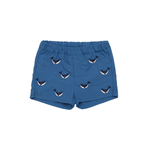 Donsje Blauwe swim short met walvissen