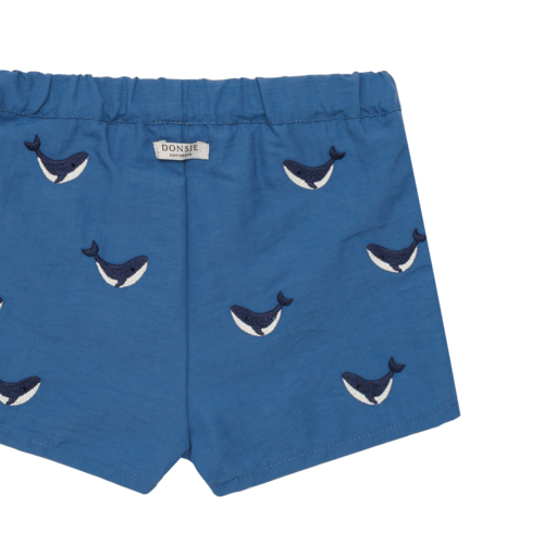 Donsje Blauwe swim short met walvissen