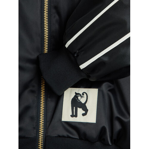 Mini Rodini Zwart baseball jasje met applicaties