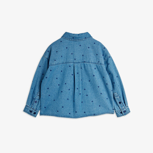Mini Rodini Denim shirt met stippen en een teckel