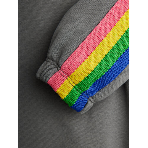 Mini Rodini Grijze sweater met gekleurde strepen