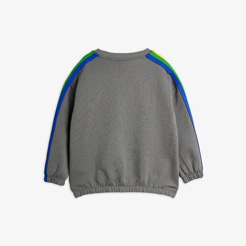 Mini Rodini Grijze sweater met gekleurde strepen