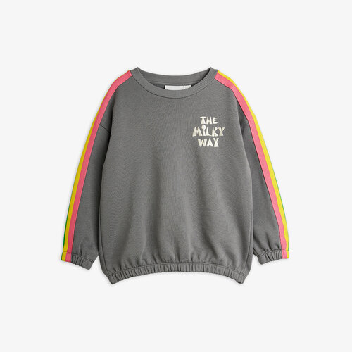 Mini Rodini Grijze sweater met gekleurde strepen