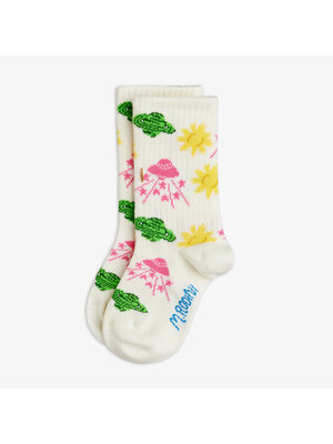 Mini Rodini Space 1-Pack Socks | Off-White