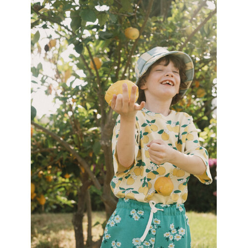 Tinycottons Licht geel t-shirt met all-over print