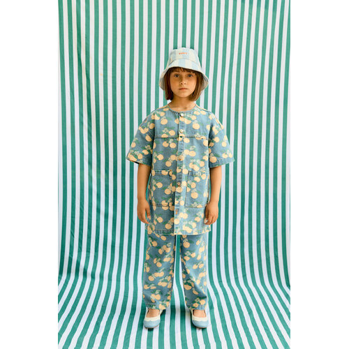 Tinycottons Denim jurk met all-over oranges print