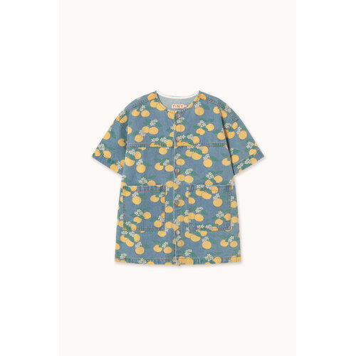 Tinycottons Denim jurk met all-over oranges print