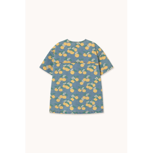 Tinycottons Denim jurk met all-over oranges print