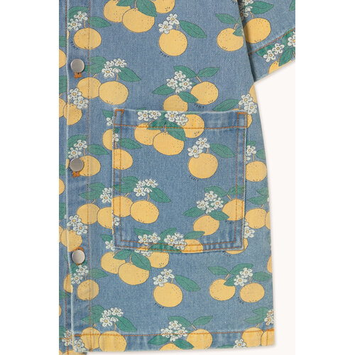 Tinycottons Denim jurk met all-over oranges print