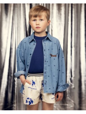 Mini Rodini Denim Dots Shirt | Blue