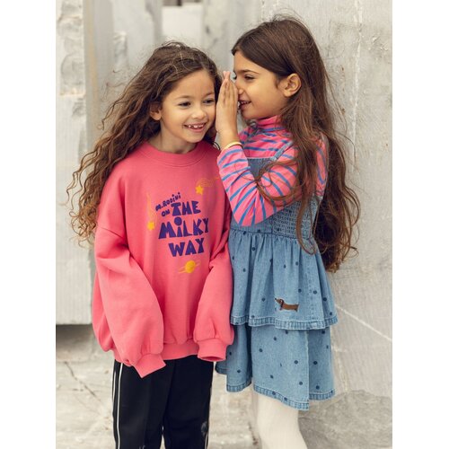 Mini Rodini Roze sweater met Milky Way opdruk