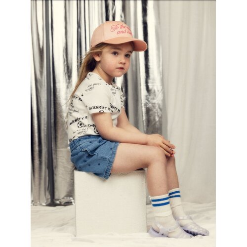 Mini Rodini Denim short met stippen en een teckel