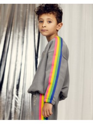 Mini Rodini The Milky Way Rainbow Panel Sweatshirt | Grey