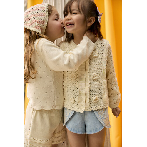 Louise Misha Ecru gebreid vestje