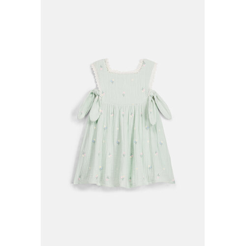 Louise Misha Lichte groene jurk met geboorde details