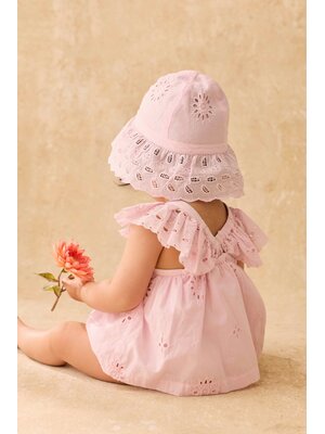 Louise Misha Rompers Salome | Pink Schiffli