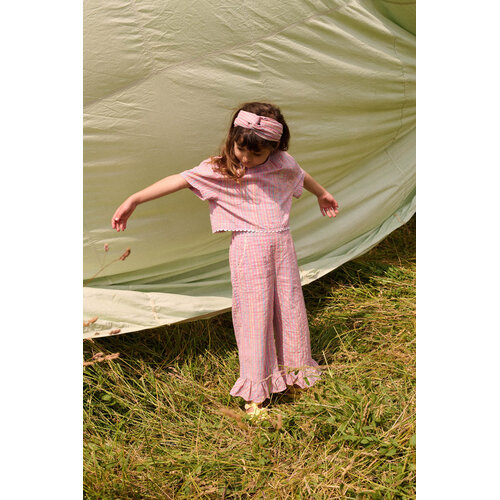 Louise Misha Korte top in kleurrijke roze ruit