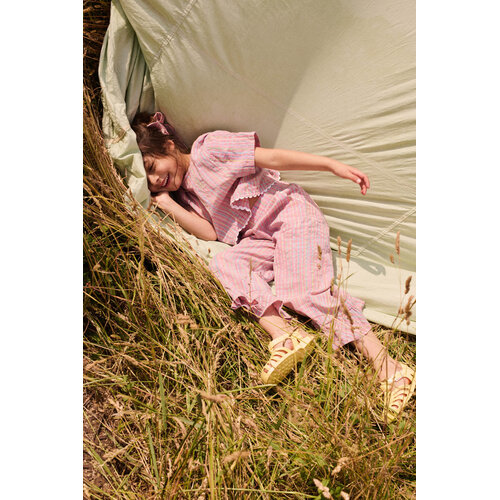 Louise Misha Korte top in kleurrijke roze ruit