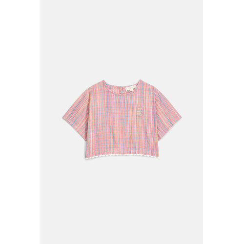 Louise Misha Korte top in kleurrijke roze ruit