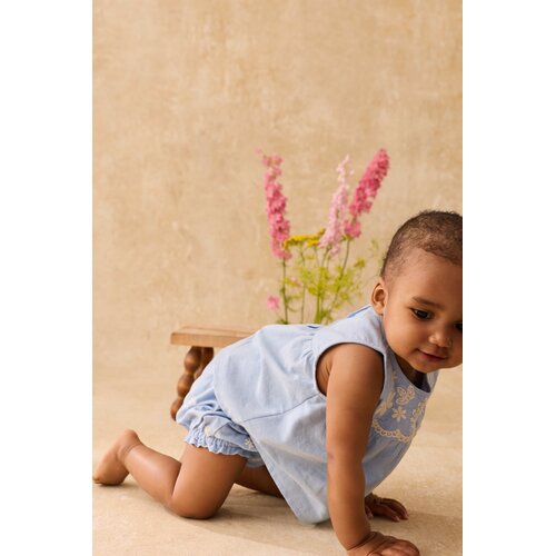 Louise Misha Blauwe bloomer met geborduurde bloemetjes