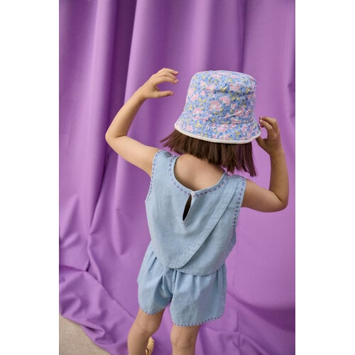 Louise Misha Blauwe short met borduursels