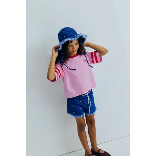 the new society Denim hoedje met hartjes