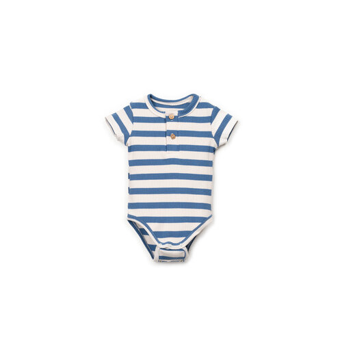 Play up Blauw gestreepte romper met korte mouw