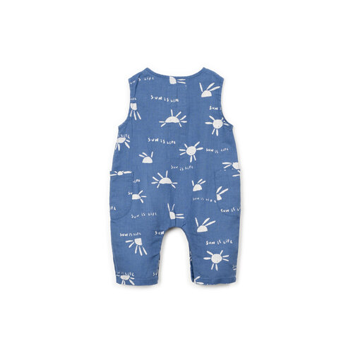 Play up Blauwe linnen jumpsuit met print