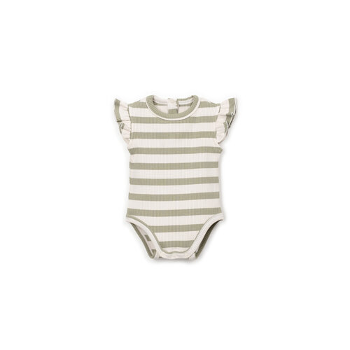 Play up Groen gestreepte romper met mouwdetail