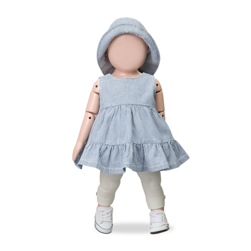 1 + in the family Mouwloos spijkerjurkje met krijtstreep