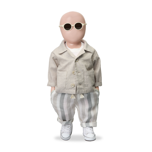 1 + in the family Licht gestreepte linnen broekje