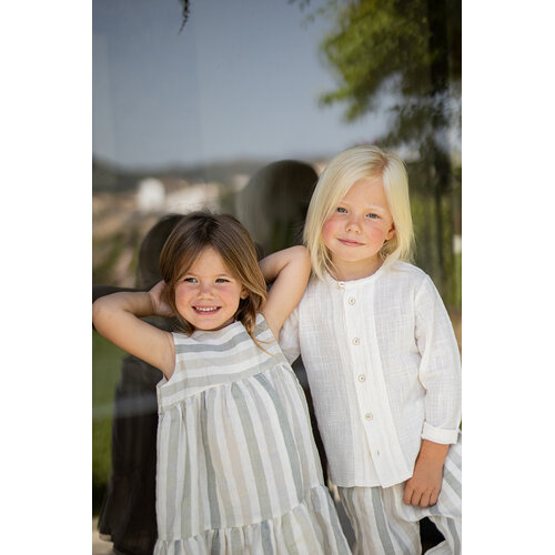 1 + in the family Licht gestreepte linnen jurkje