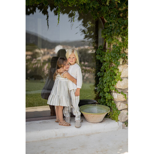 1 + in the family Licht gestreepte linnen jurkje