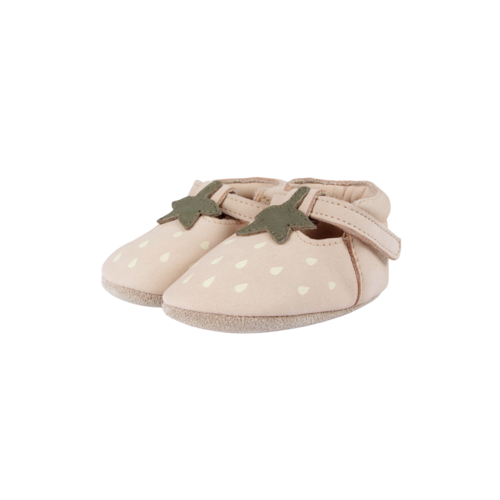 Donsje Baby schoentje met aardbeien print in zacht roze