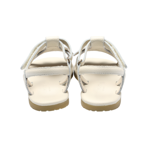 Donsje Leren sandalen met bloem in gebroken wit