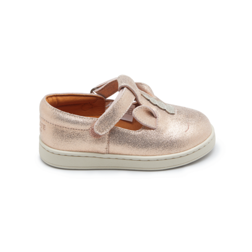 Donsje Leren instappers met unicorn in roze metallic