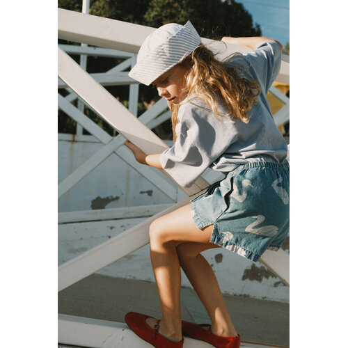 Tinycottons Denim short met zwanen print