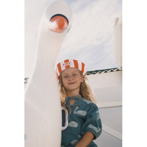 Tinycottons Denim dress met zwanen print