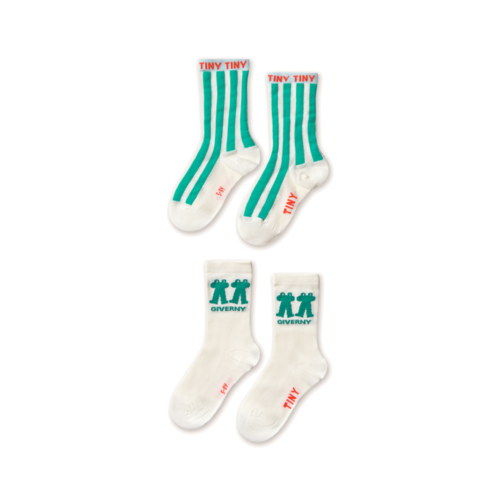 Tinycottons Emerald Stripes & Frog Medium Socks
