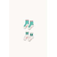 Emerald Stripes & Frog Medium Socks