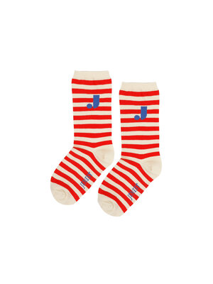 JENEST J Stripe Socks | Offwhite Red