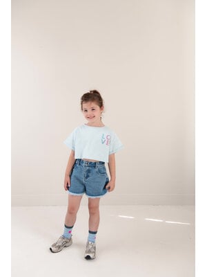 JENEST Lizzy Cropped T-Shirt | Water Blue