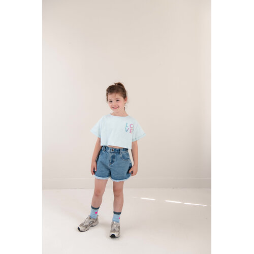 JENEST Licht blauw cropped t-shirt