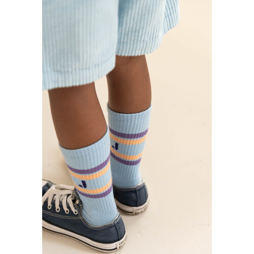 JENEST Sportieve licht blauwe sokken met strepen