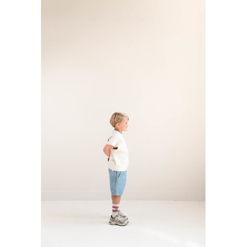 JENEST Denim short met krijtstreep