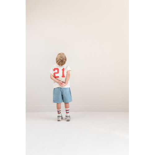 JENEST Denim short met krijtstreep