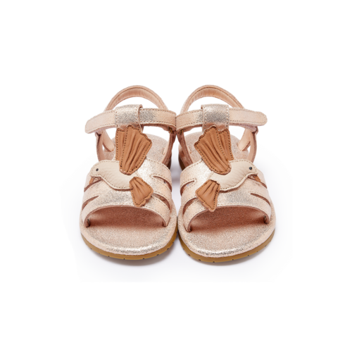 Donsje Leren sandalen met kolibri in roze metallic