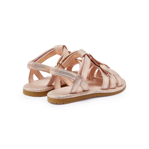 Donsje Leren sandalen met kolibri in roze metallic