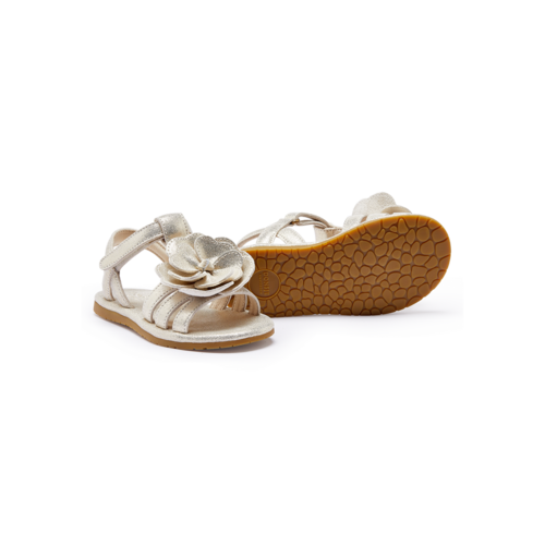Donsje Peuter sandaaltje met bloem in zilver metallic