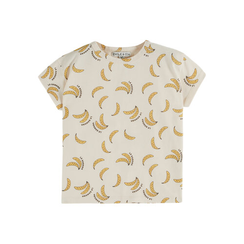 Emile Et Ida All-Over Banana Print T-Shirt Cream